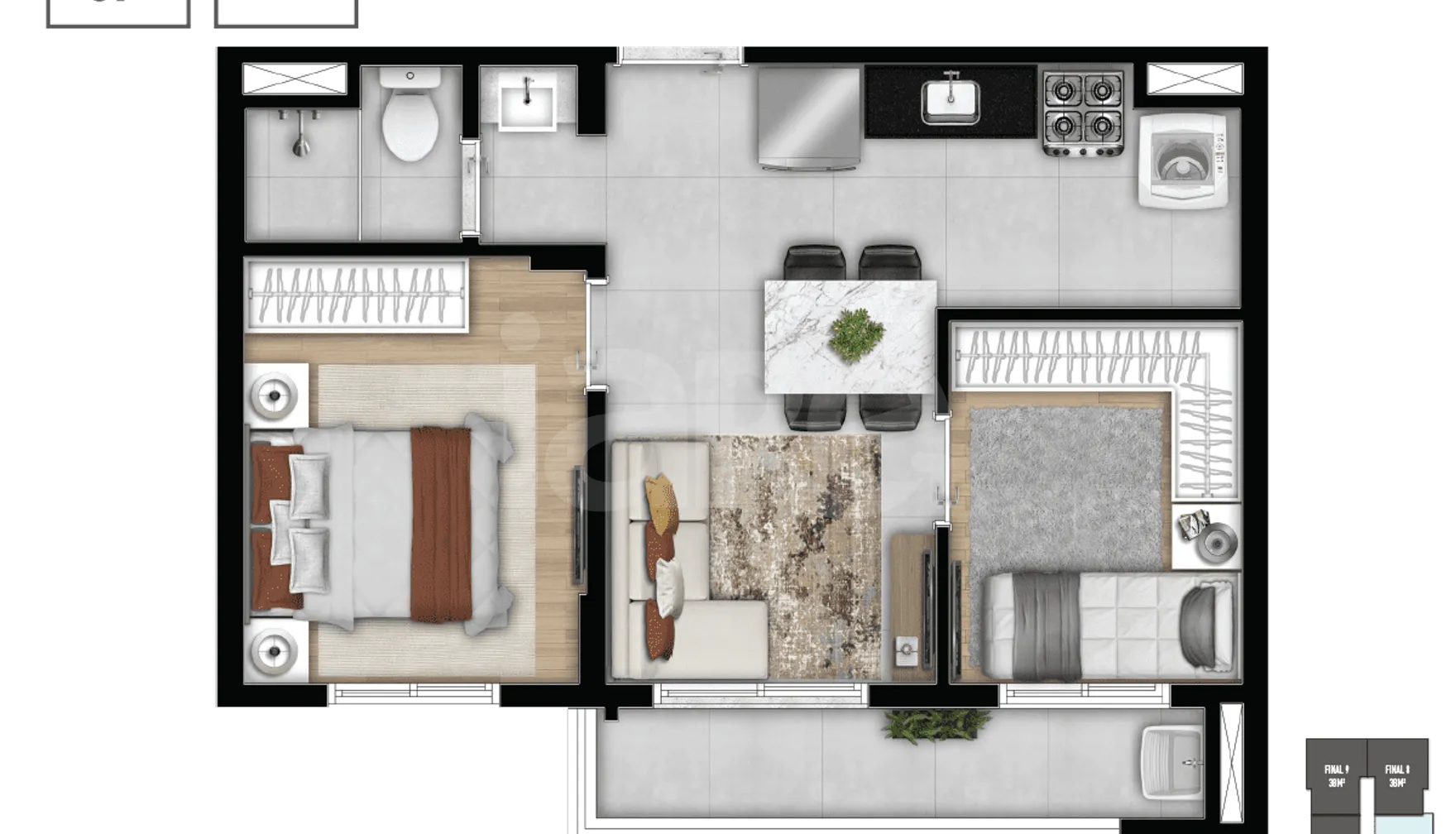 Planta — Apartamento 37,48 m²