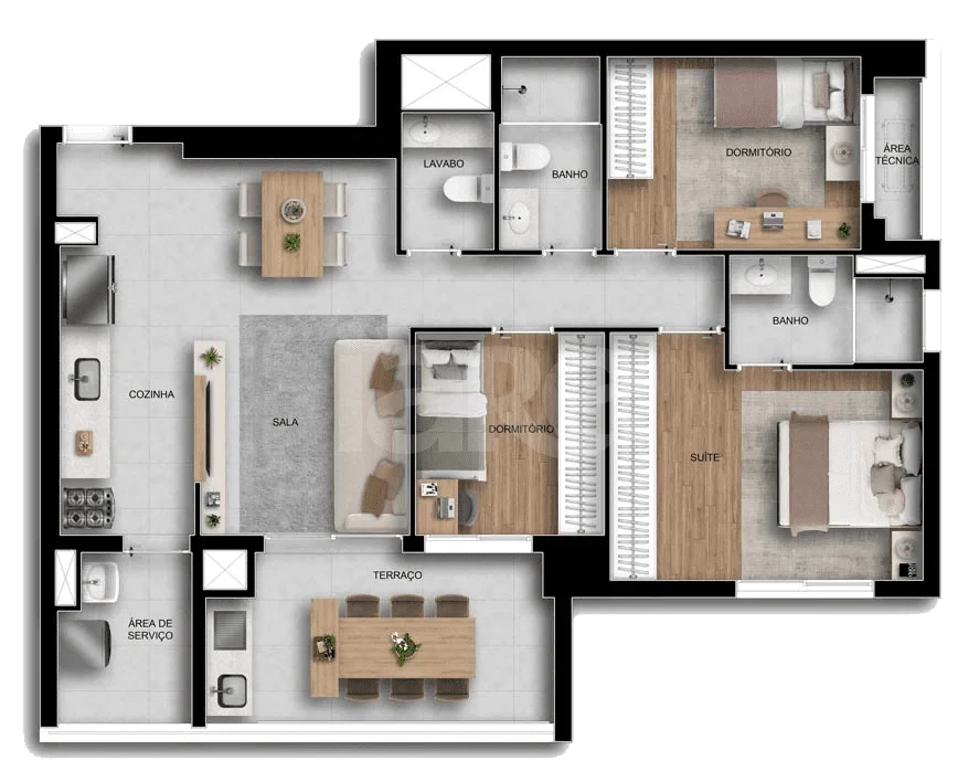 Planta — Apartamento 90,29 m²