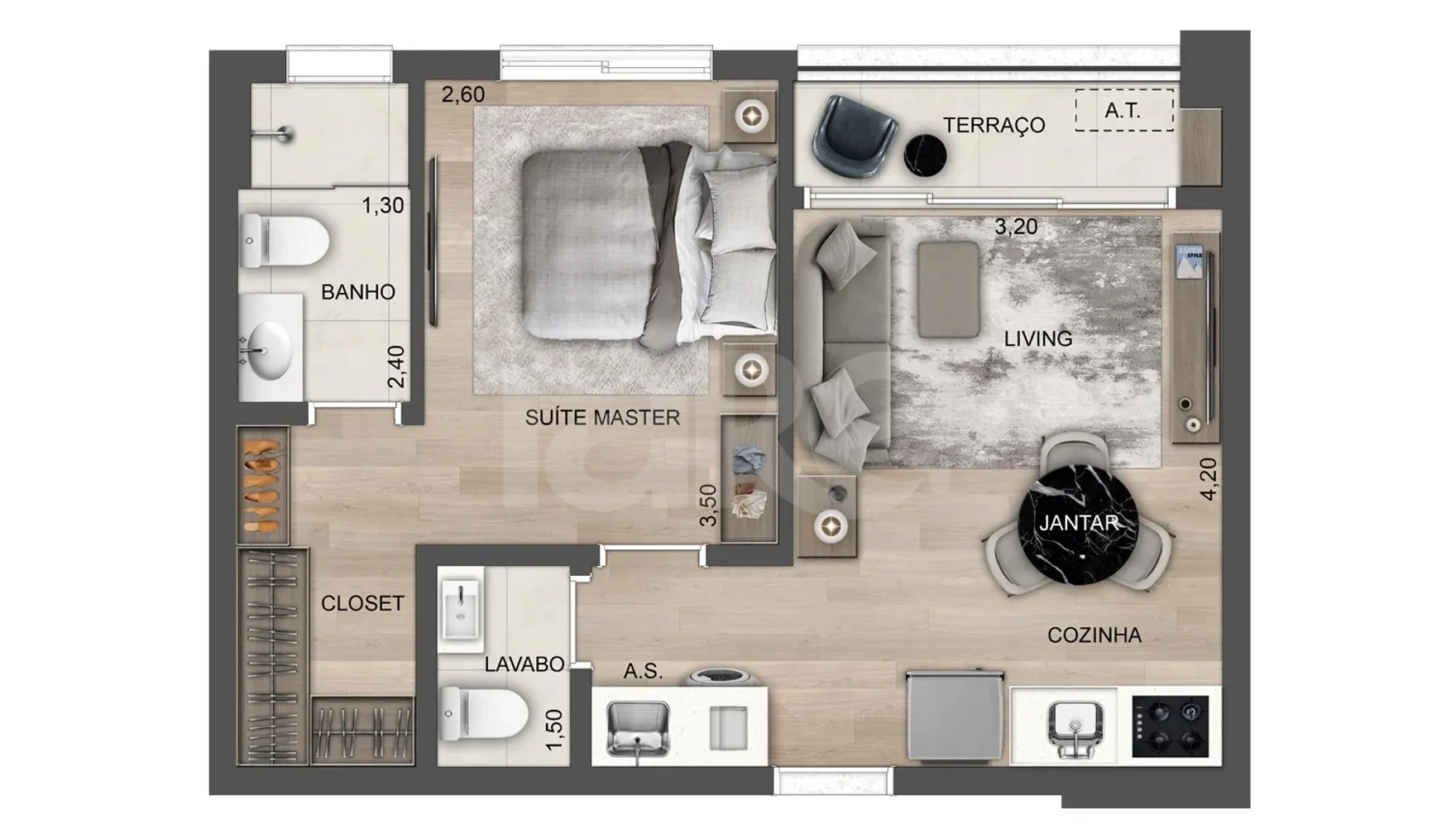 Planta — Apartamento 42,6 m²
