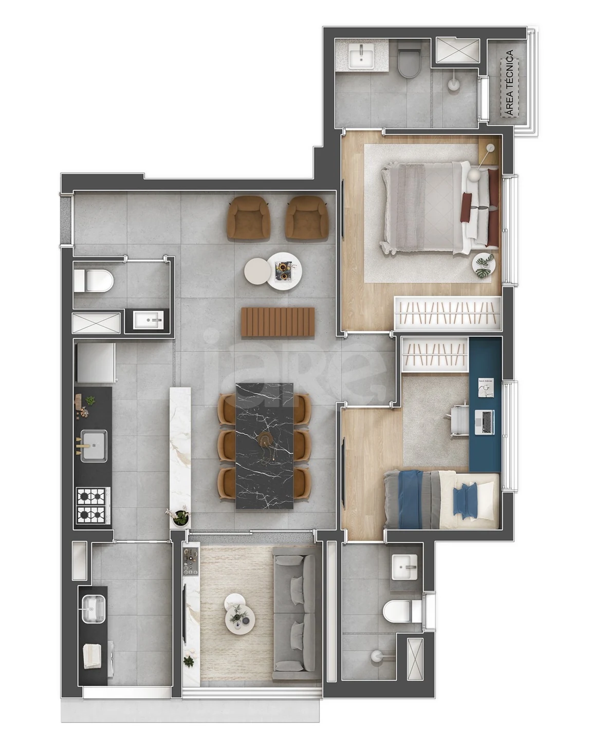 Planta — Apartamento 69,58 m²