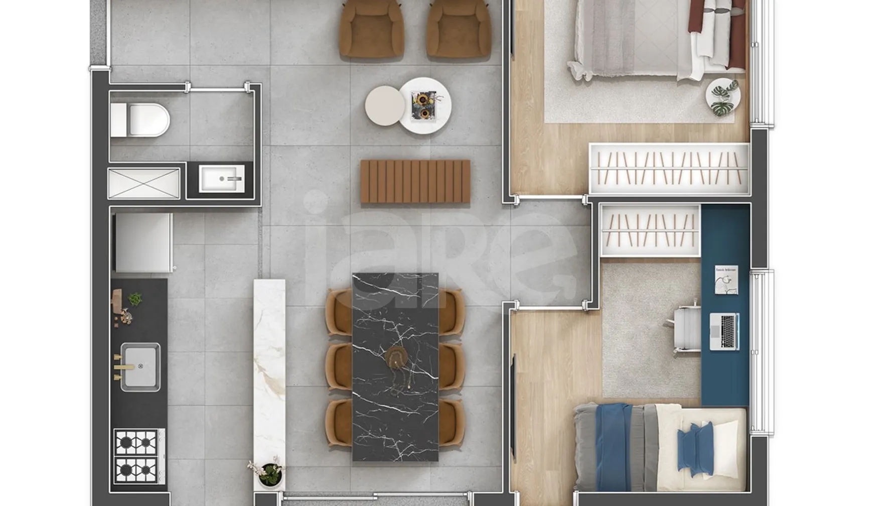 Planta — Apartamento 69,58 m²