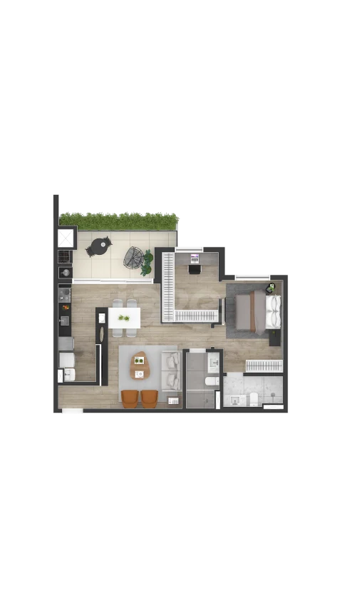 Planta — Apartamento 72,72 m²