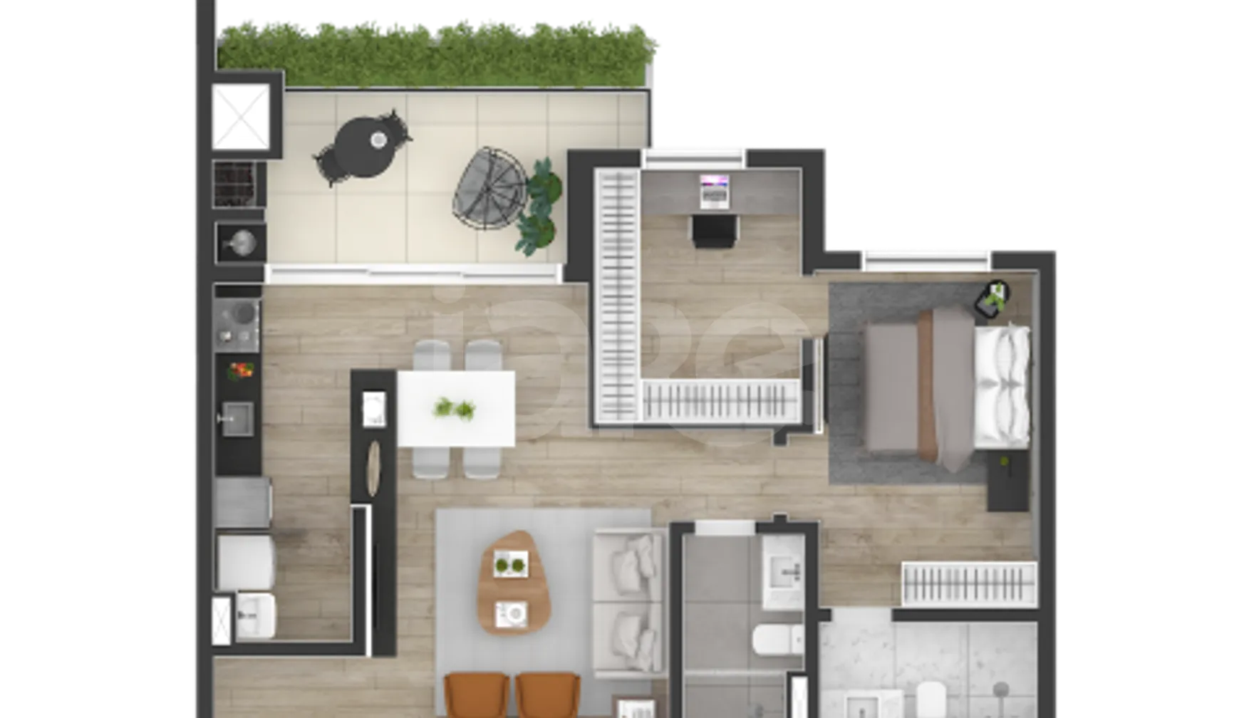 Planta — Apartamento 72,72 m²
