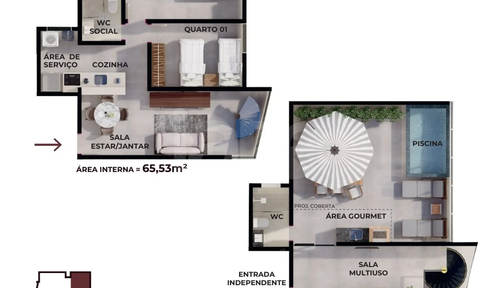 Planta — Cobertura Duplex 131,06 m²