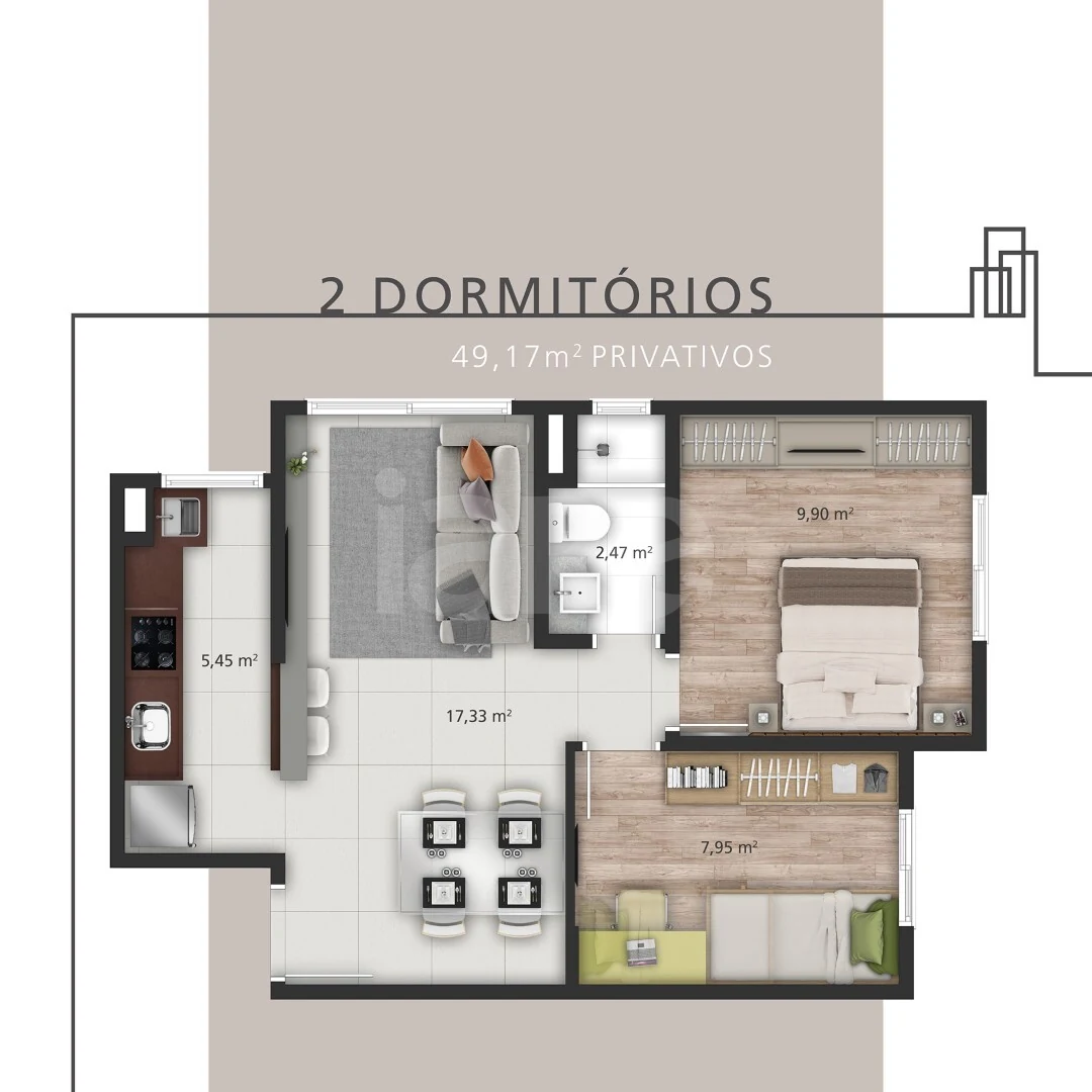 Planta — Apartamento 49,17 m²