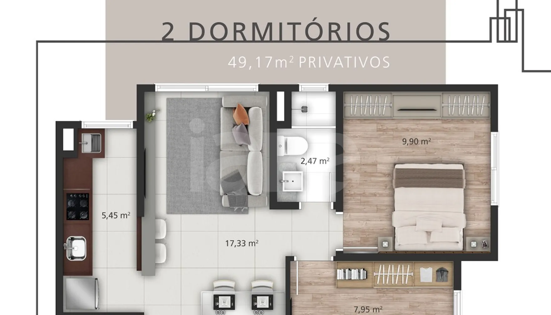Planta — Apartamento 49,17 m²