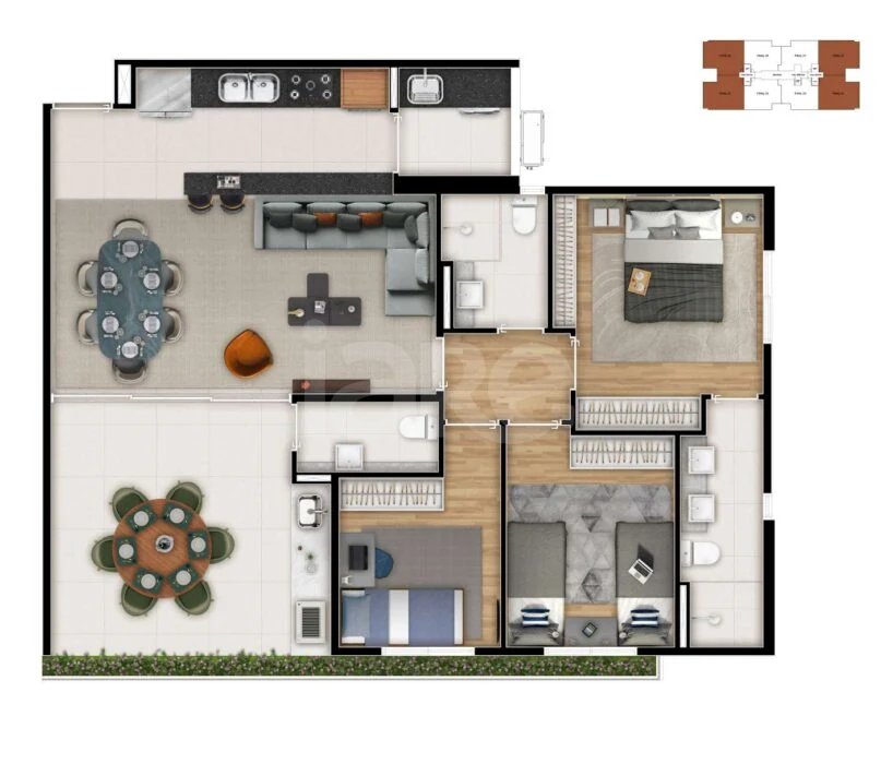 Planta — Apartamento 89,6 m²