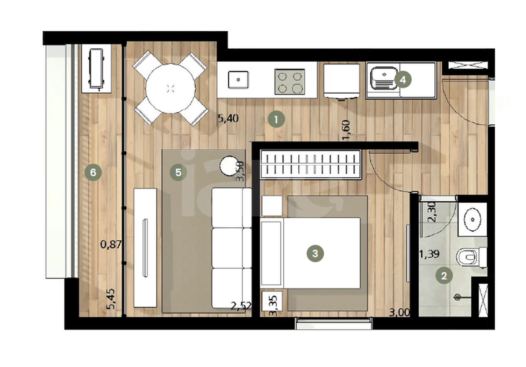 Planta — Apartamento 42,17 m²