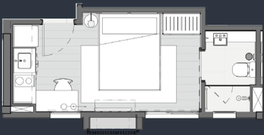 Planta — Studio 19,42 m²
