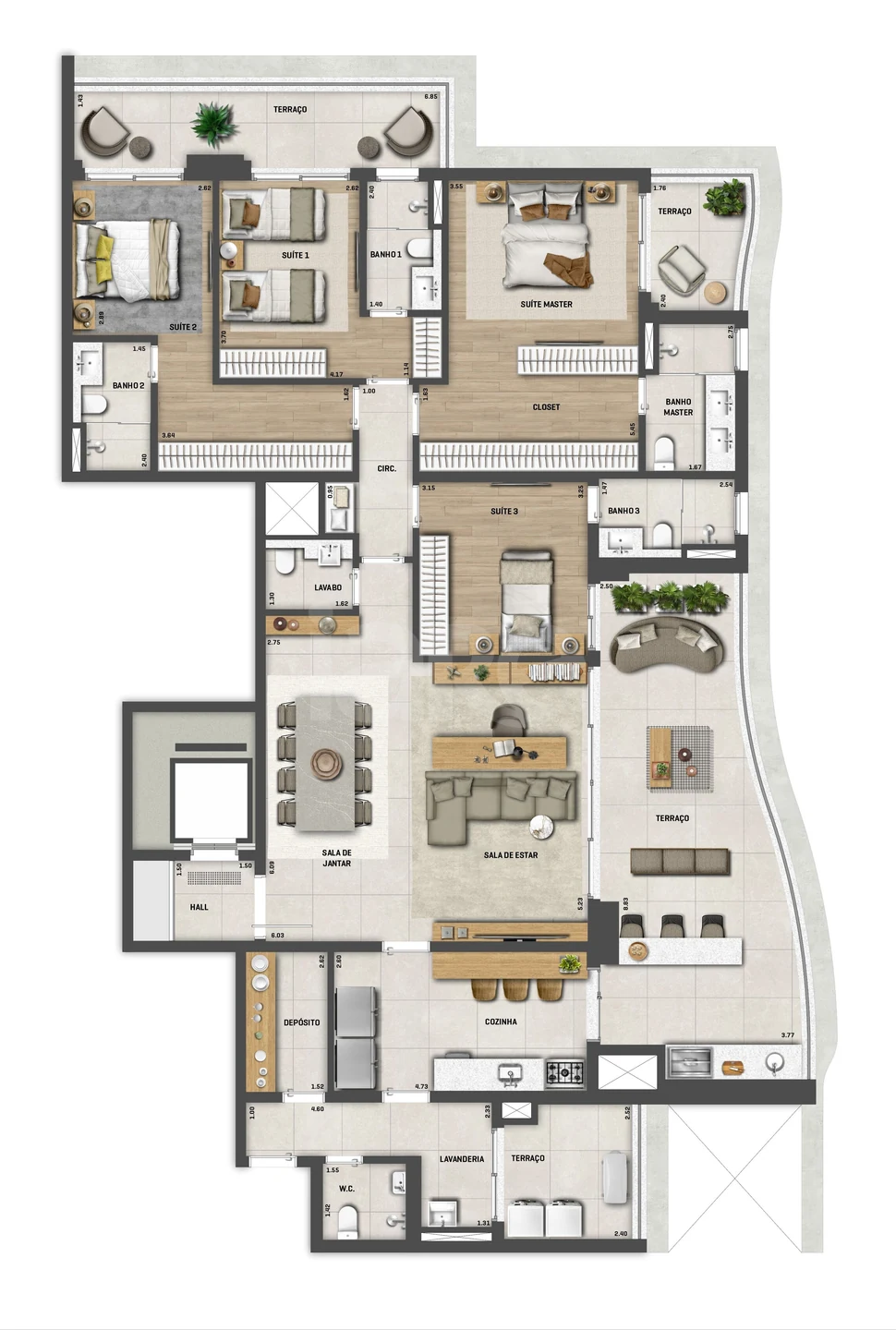 Planta — Apartamento 222,06 m²