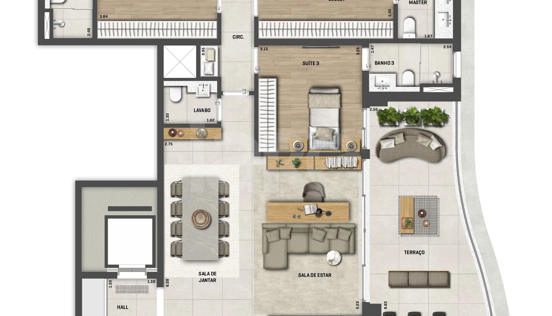 Planta — Apartamento 222,06 m²