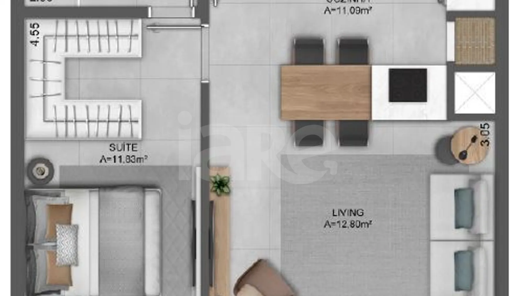 Planta — Apartamento 47,51 m²
