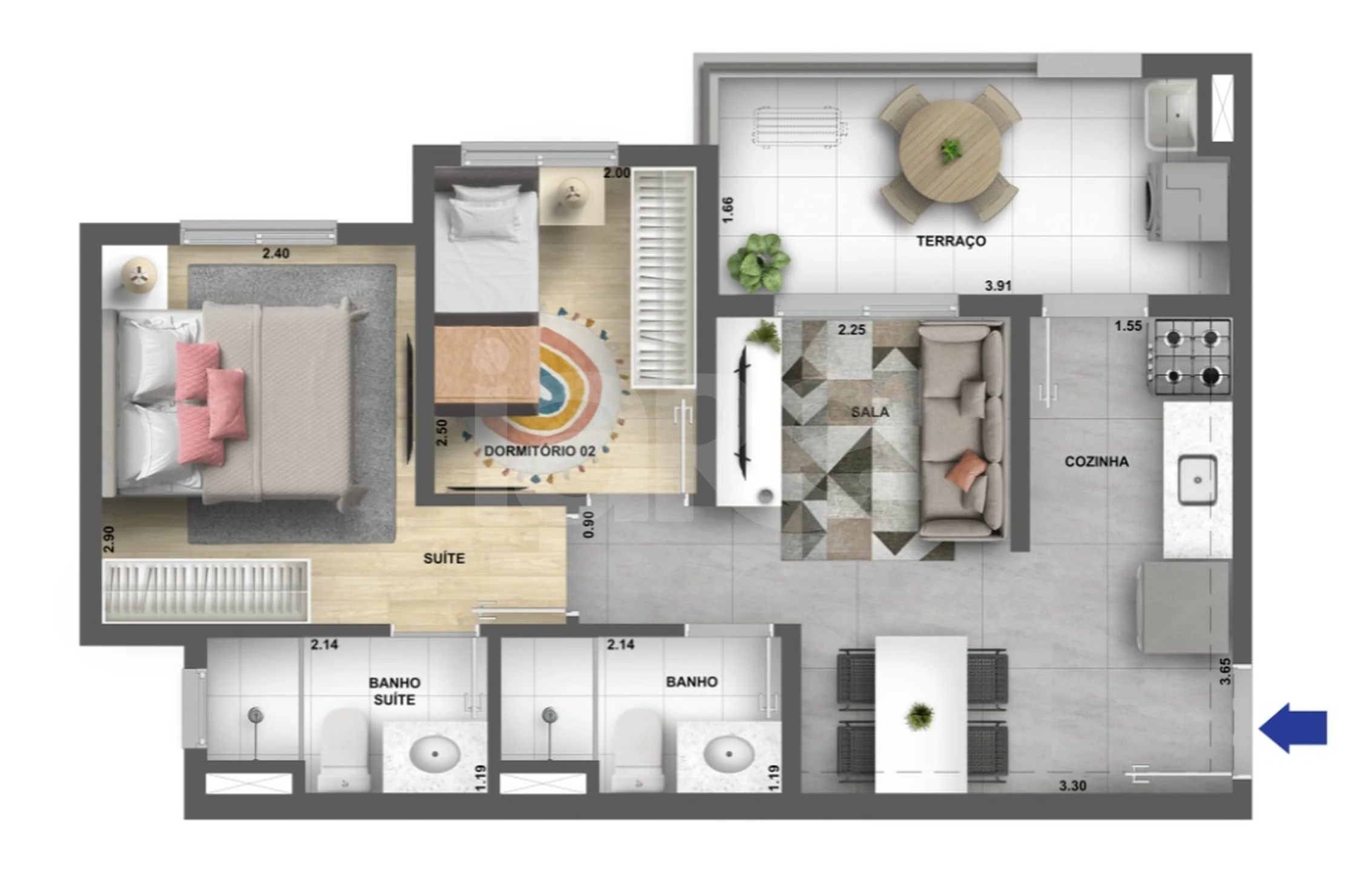 Planta — Apartamento 45 m²