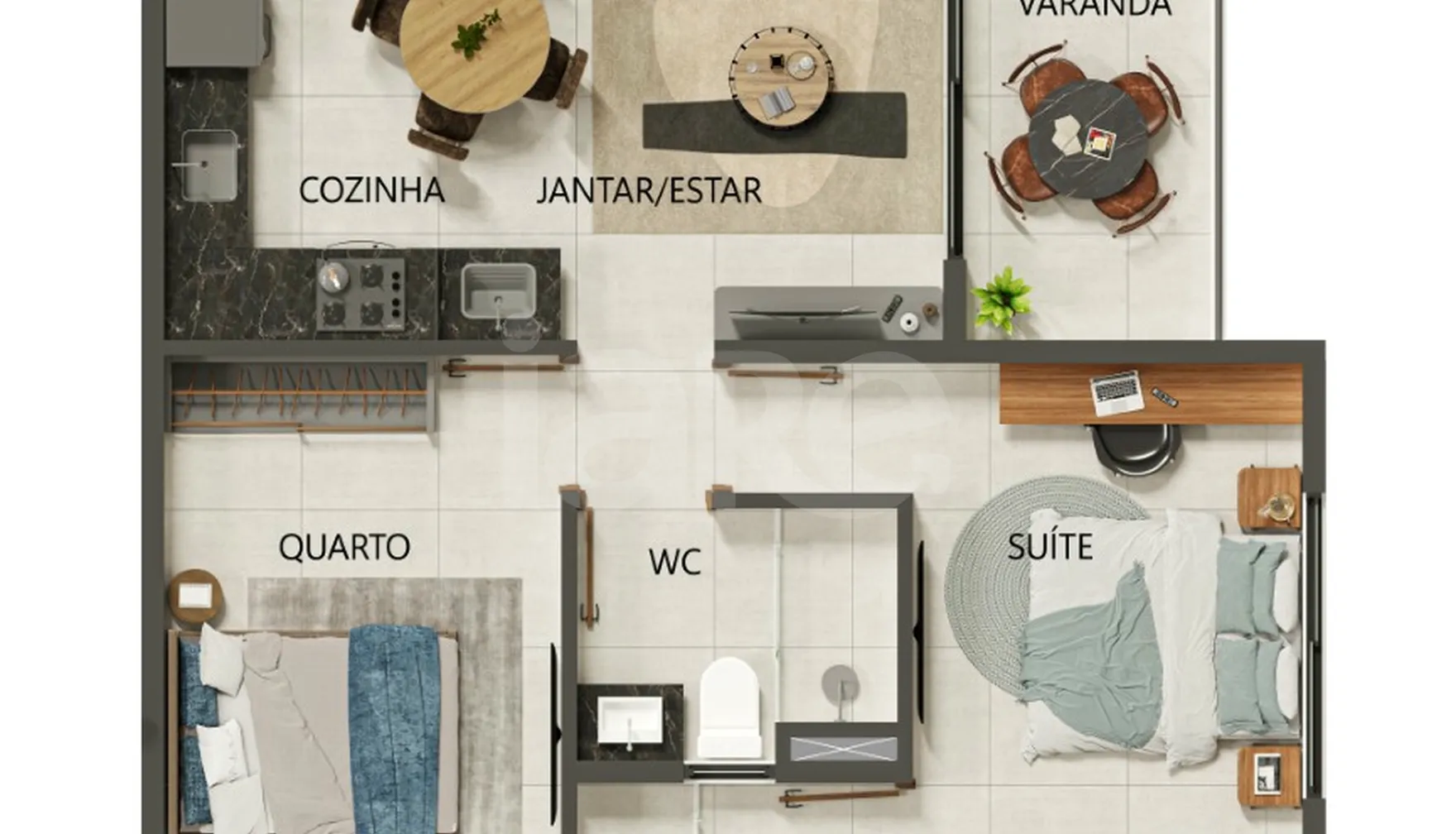 Planta — Apartamento 57 m²