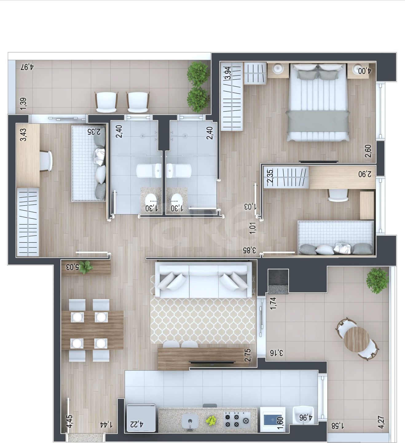 Planta — Garden 79,66 m² · 1º pavimento