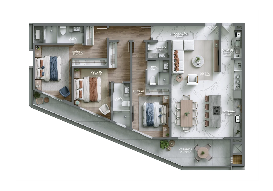 Planta — Apartamento 142,01 m²