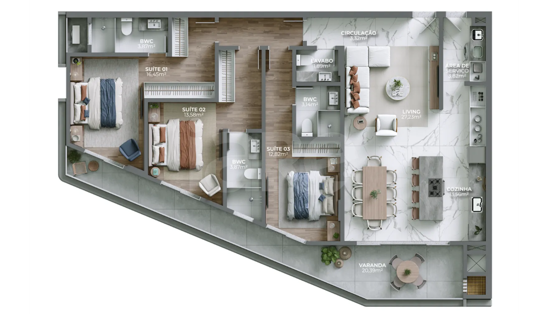 Planta — Apartamento 142,01 m²