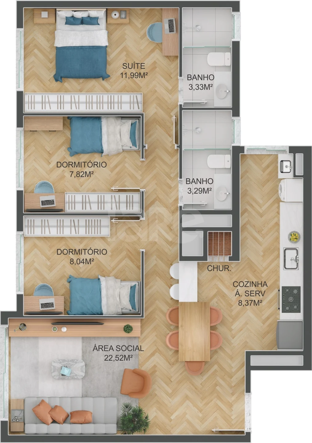 Planta — Garden 82,84 m²