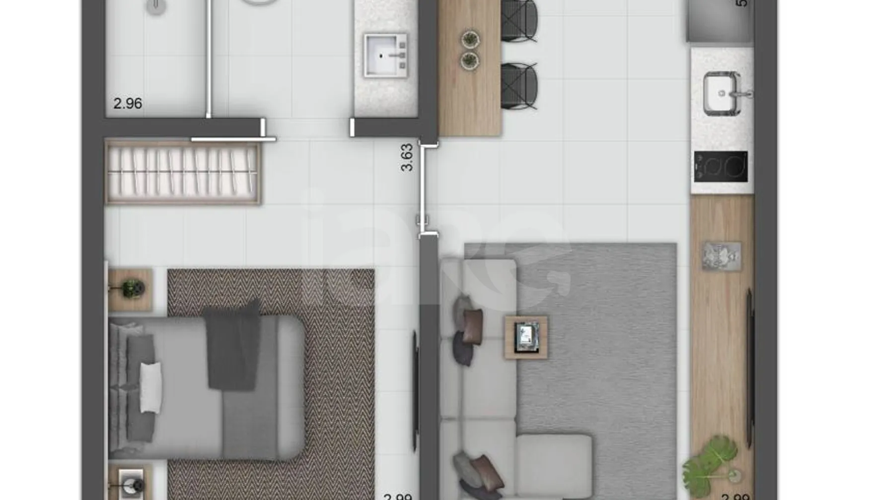 Planta — Planta 02 - 1 dorm 43m²