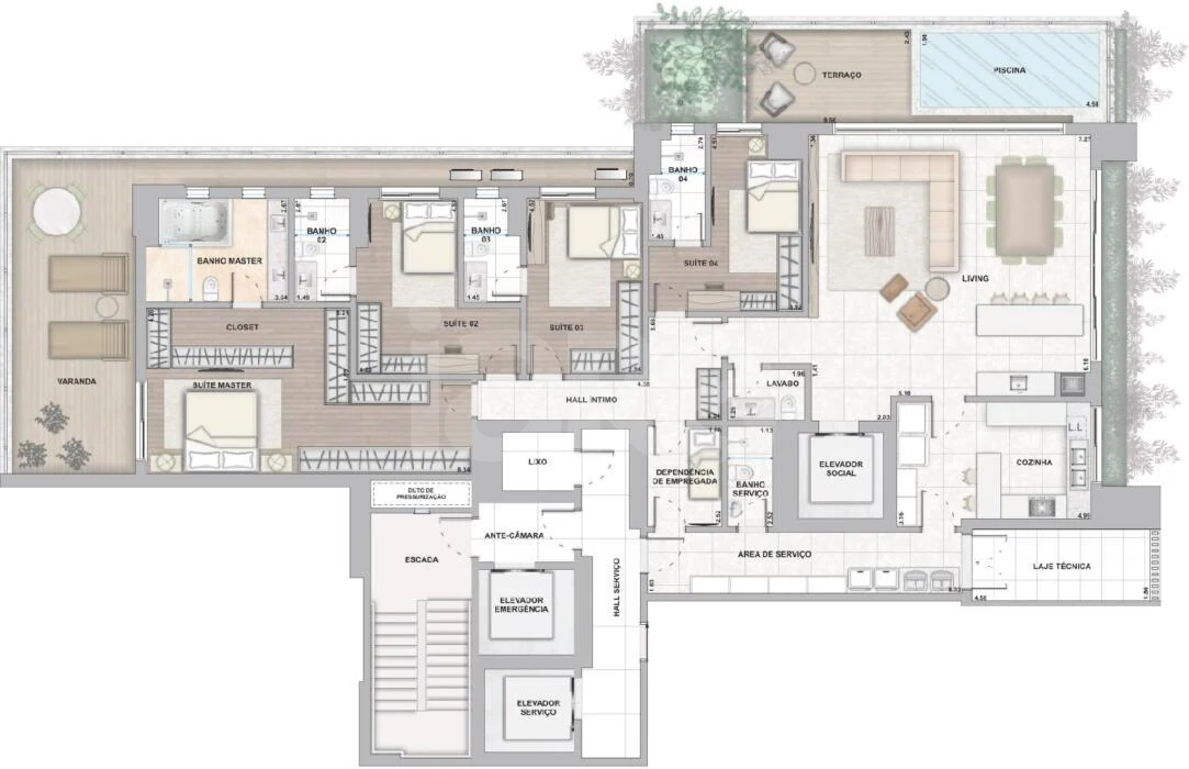 Planta — Apartamento 270 m²