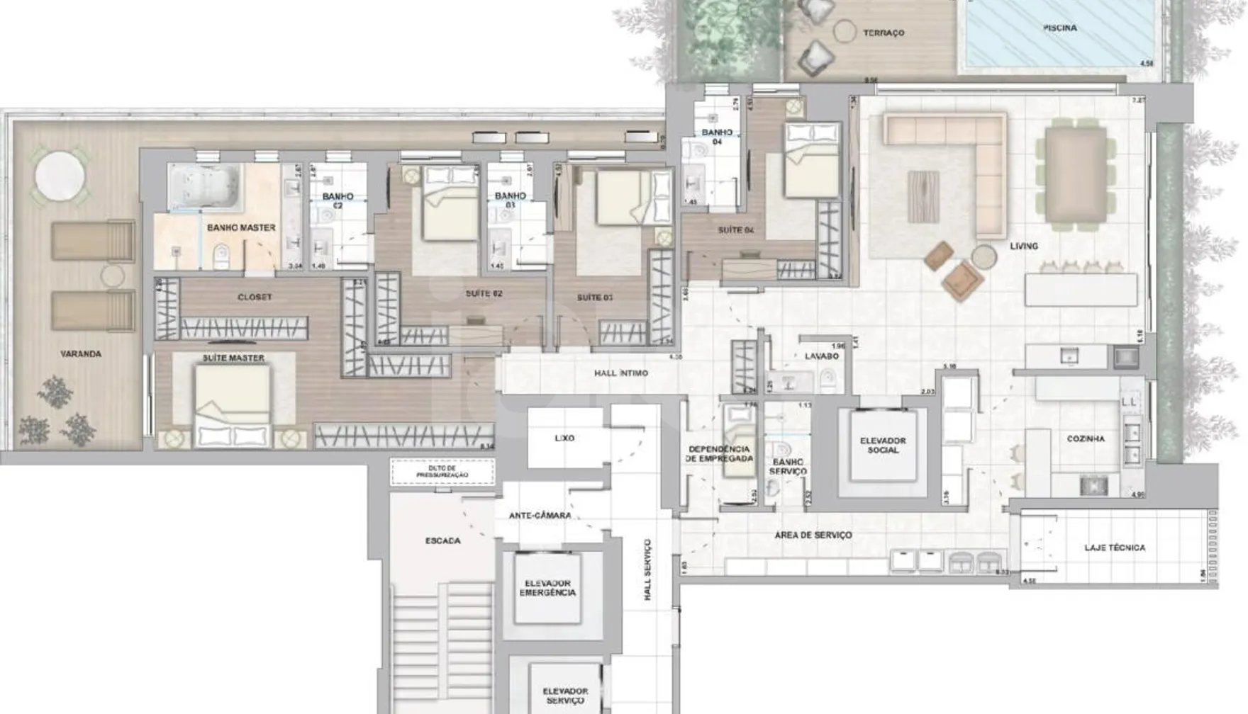 Planta — Apartamento 270 m²