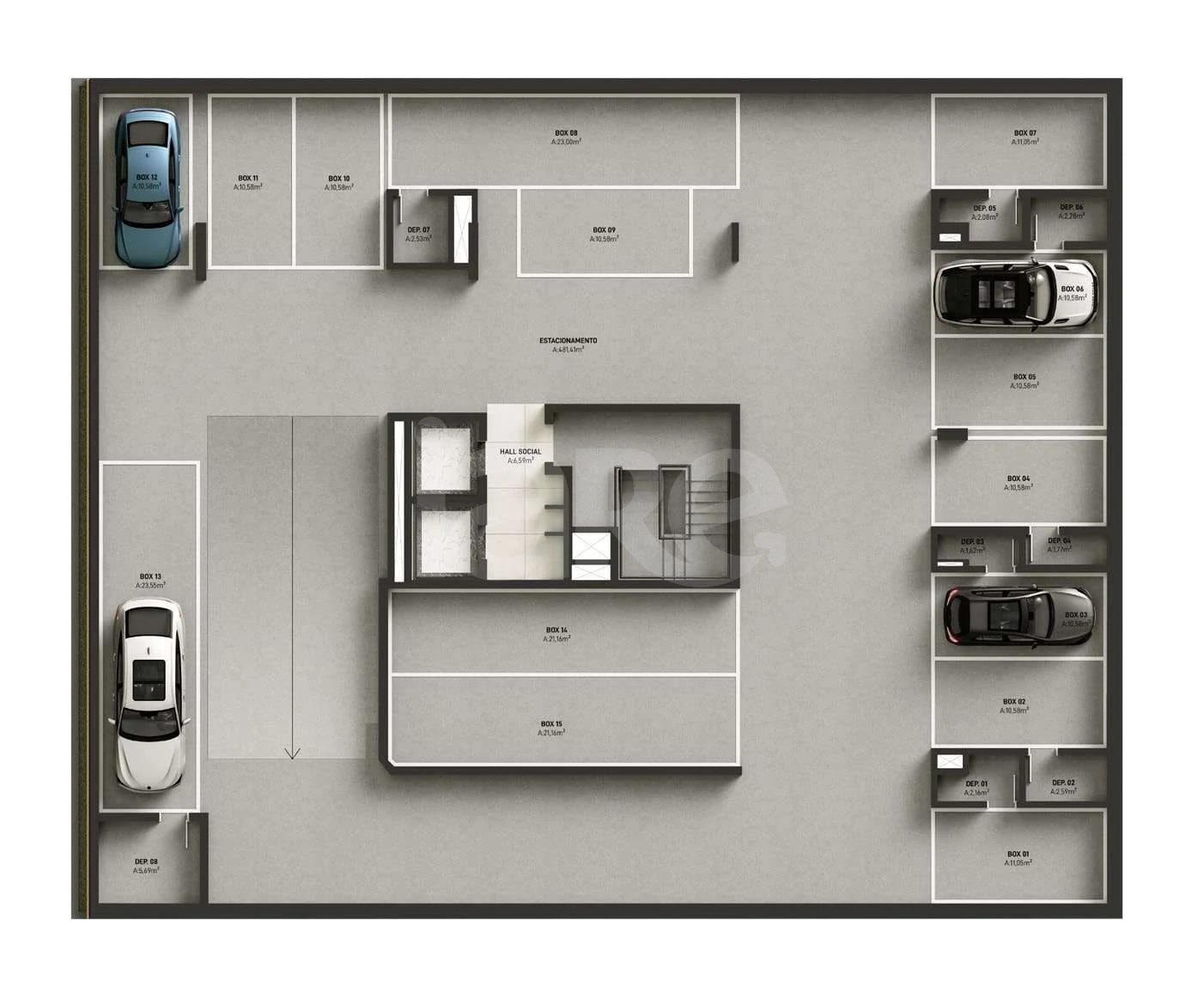 Planta — Pavimento garagem 1