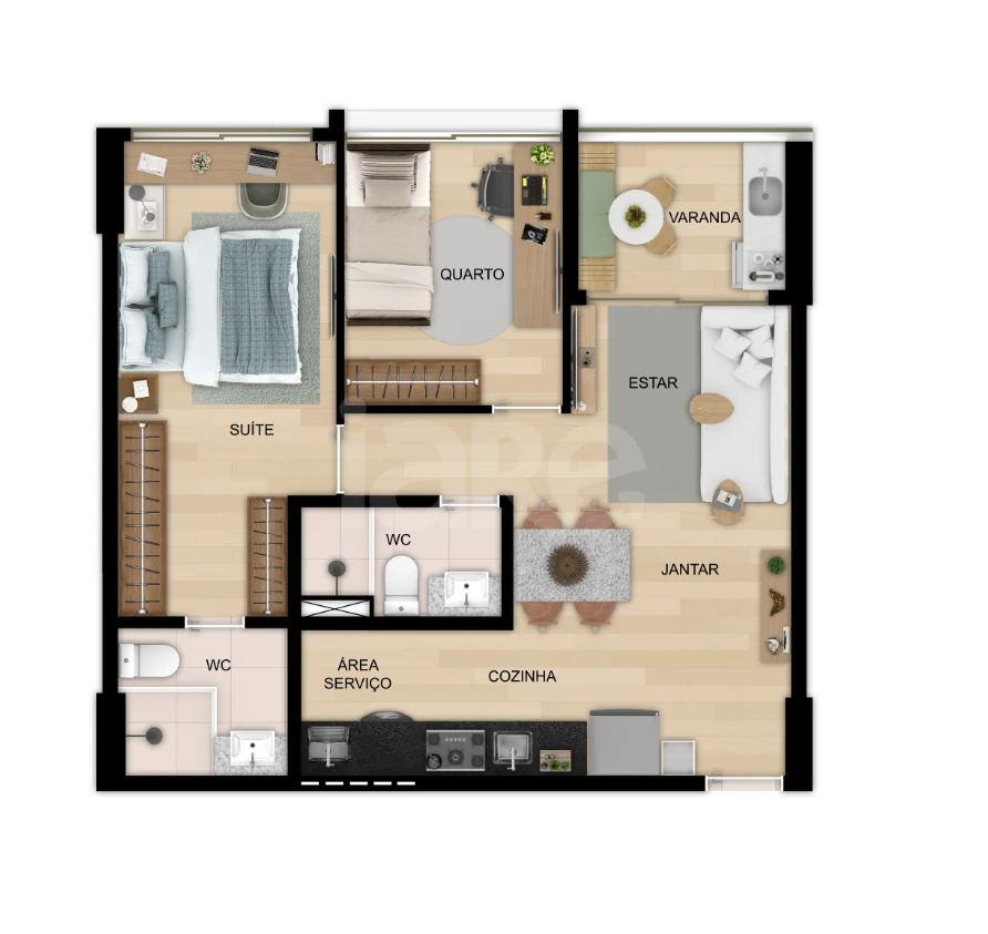 Planta — Apartamento 55,18 m²