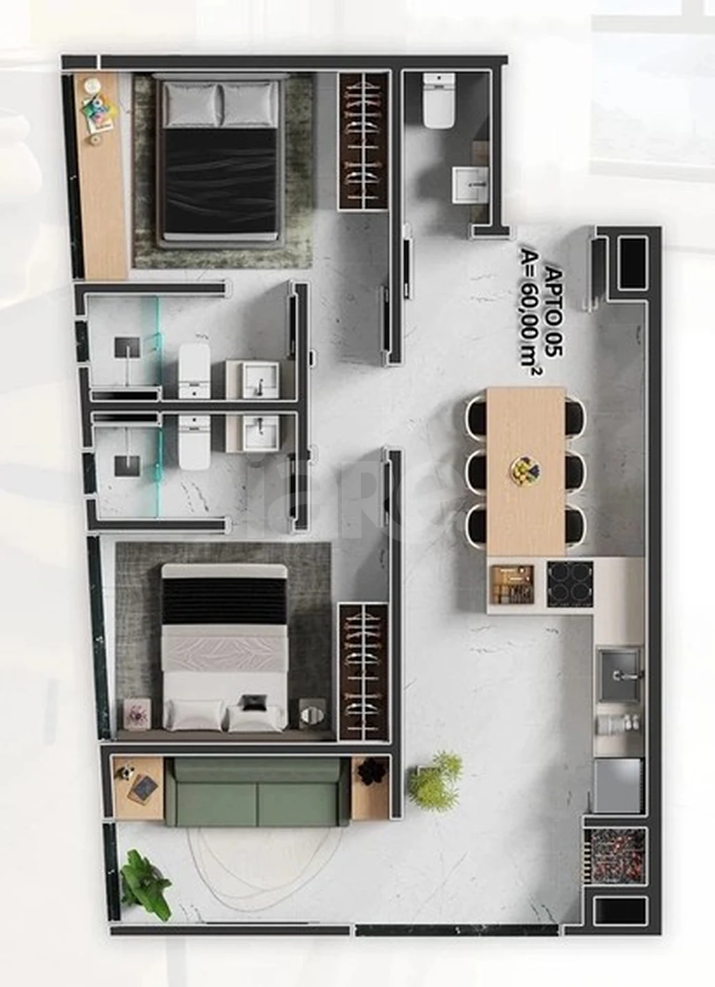Planta — Apartamento 60 m²