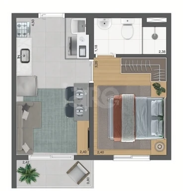Planta — Apartamento 26,85 m²