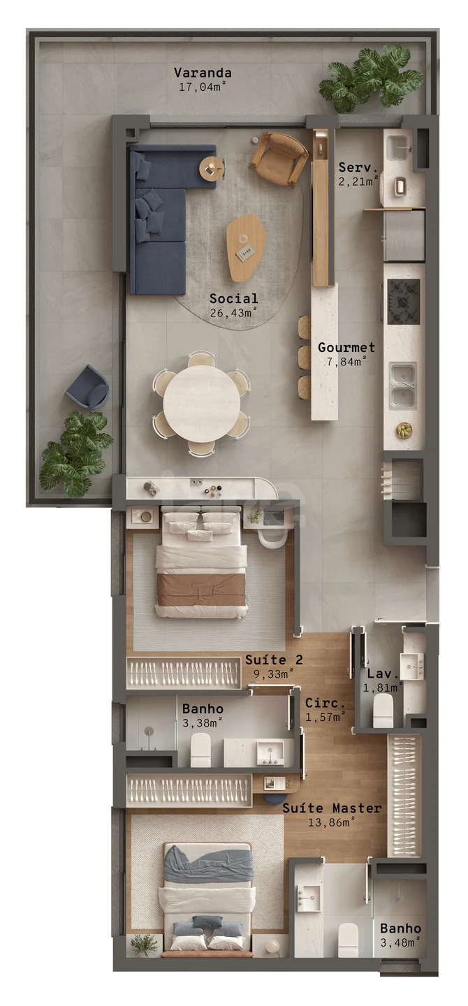 Planta — Apartamento 108,56 m²