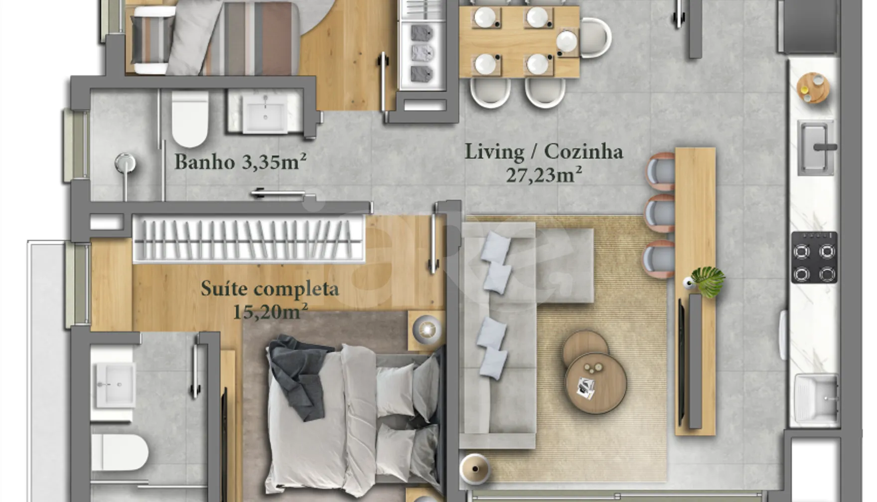 Planta — Apartamento 74,53 m²