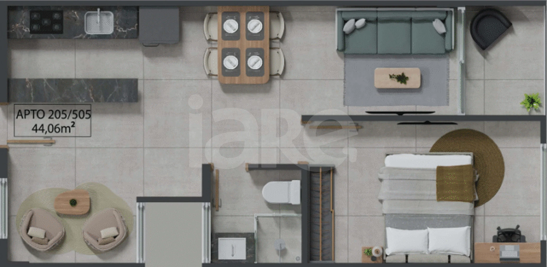 Planta — Apartamento 44,06 m²