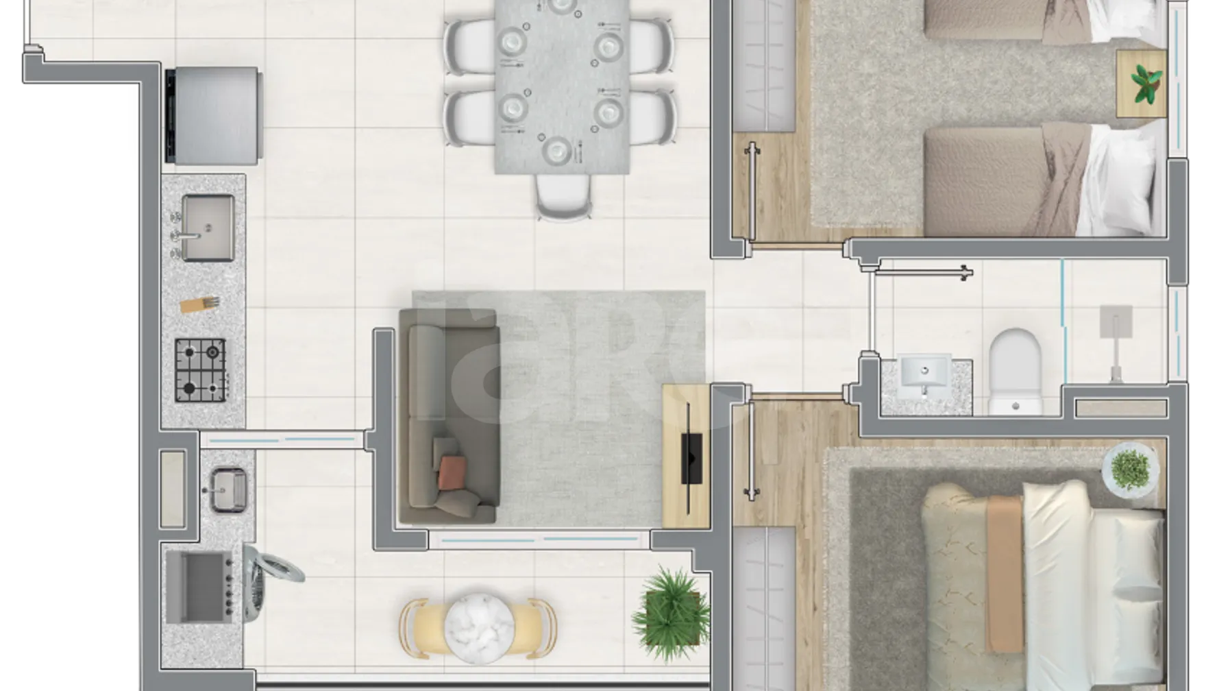 Planta — Apartamento 49,86 m²