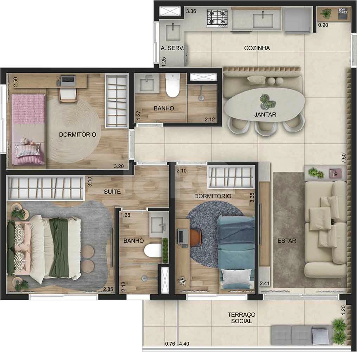 Planta — Apartamento 72 m²