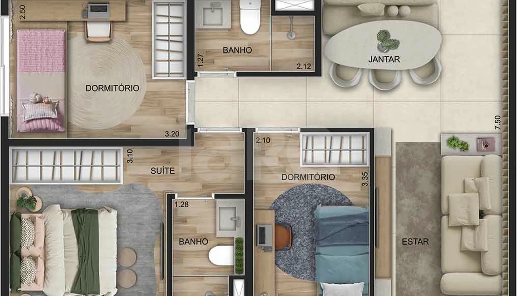 Planta — Apartamento 72 m²