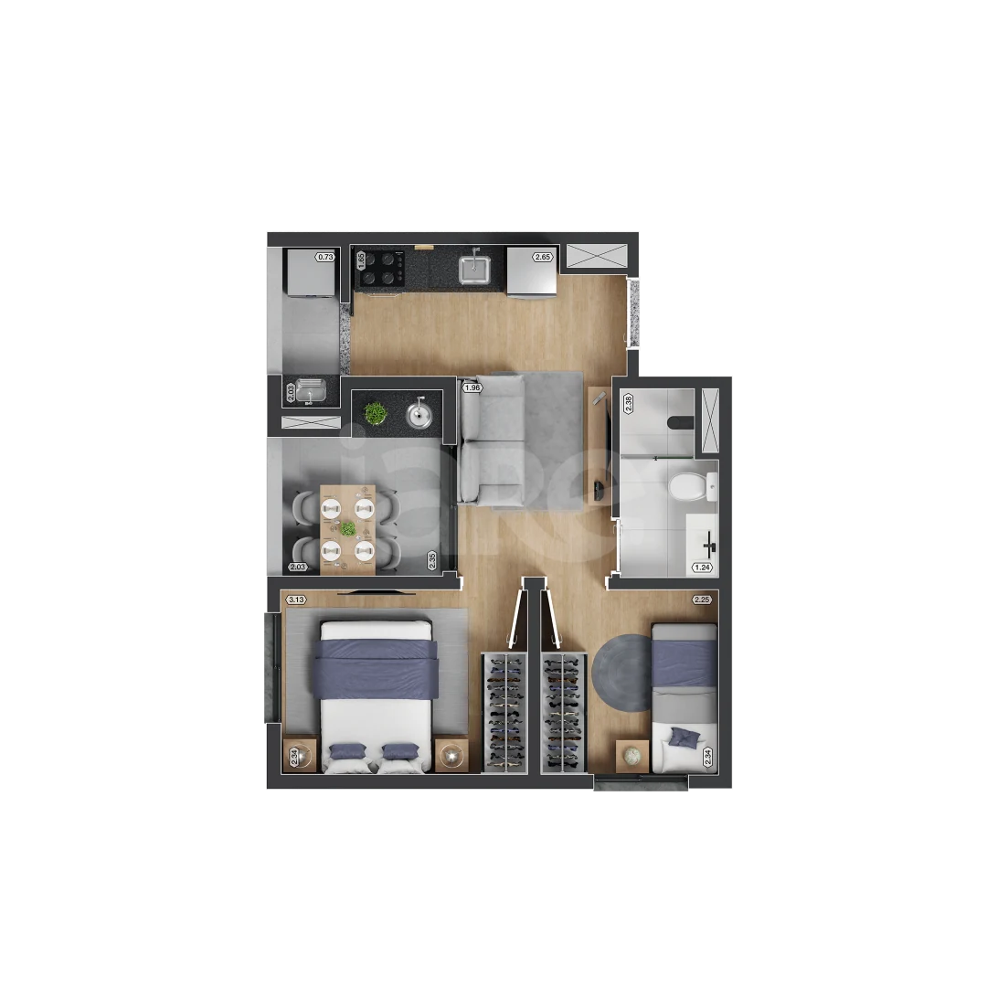 Planta — Apartamento 38,74 m²
