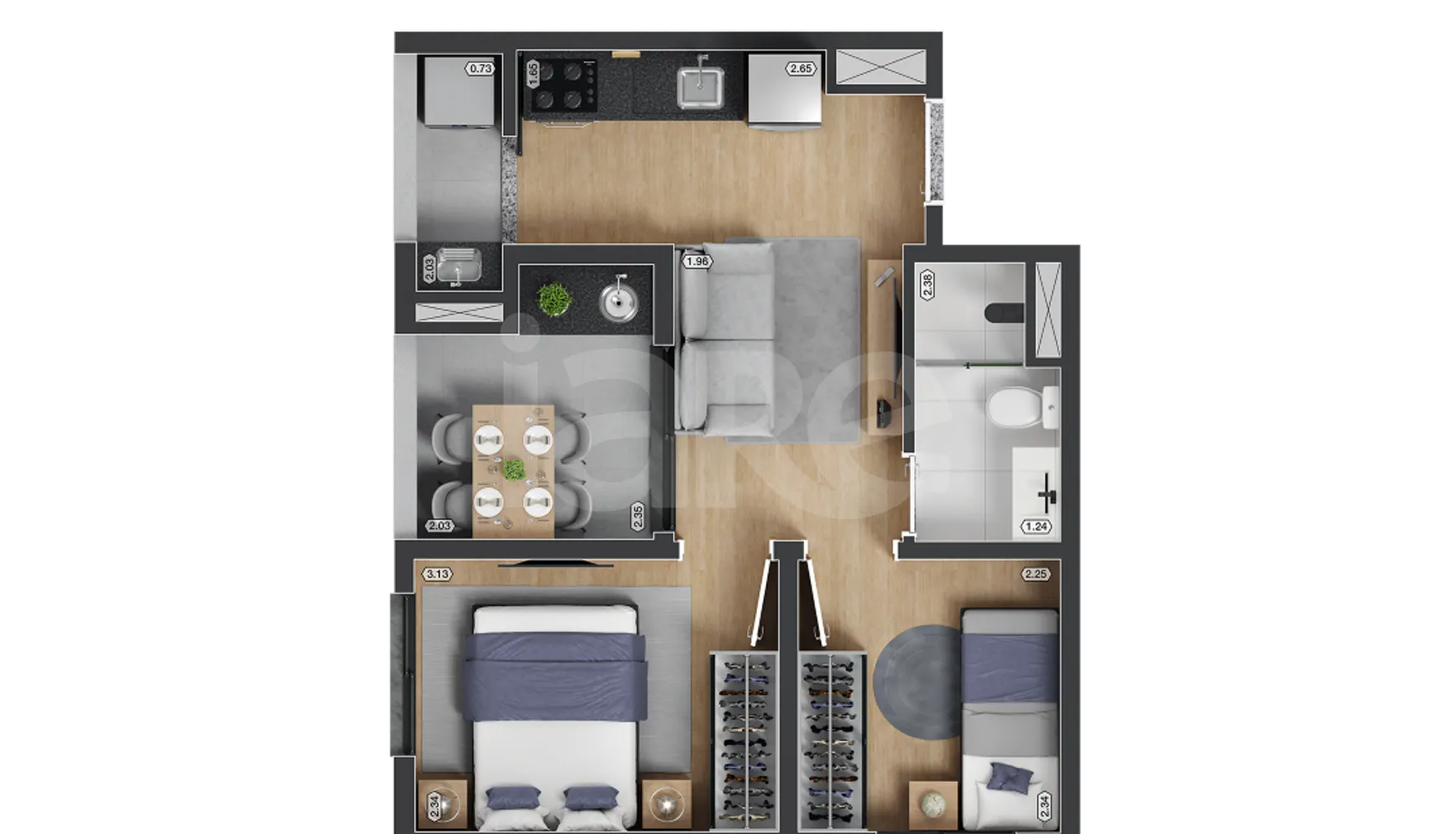 Planta — Apartamento 38,74 m²