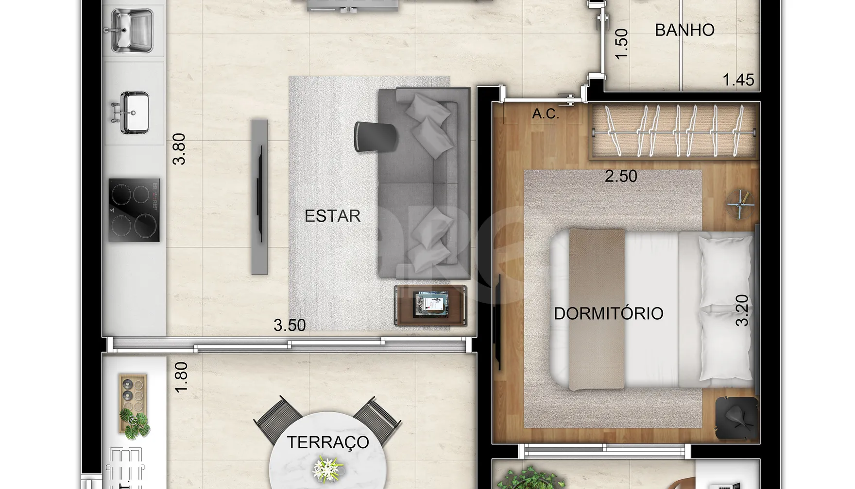 Planta — Apartamento 38,8 m²