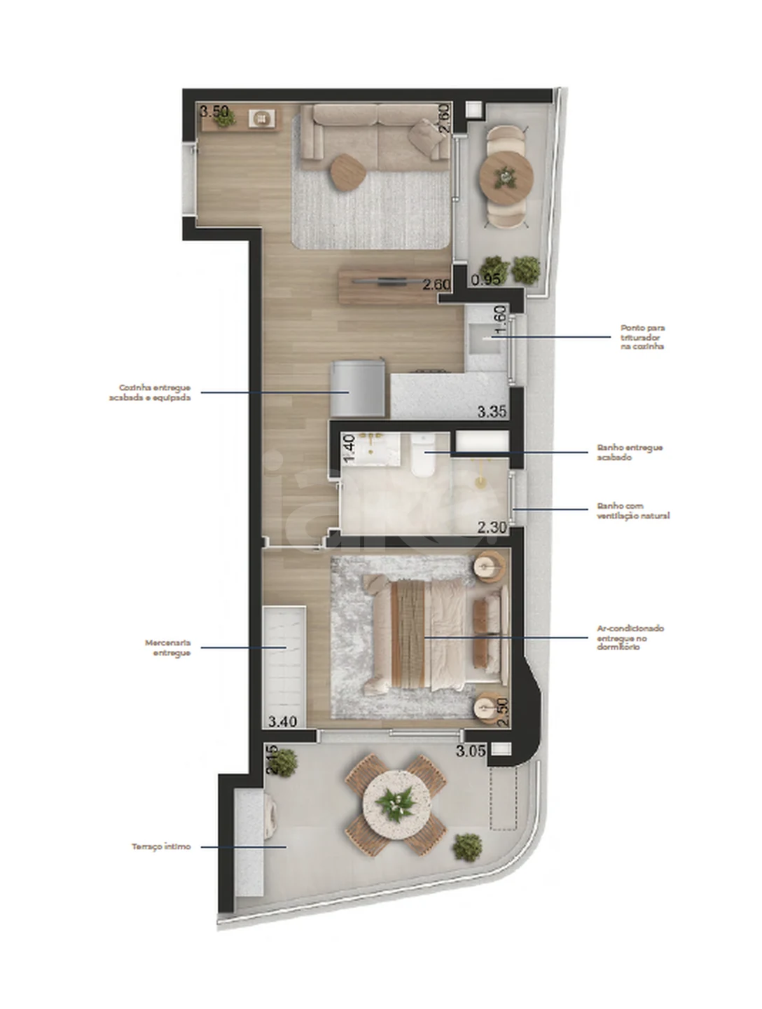 Planta — Apartamento 45,12 m²