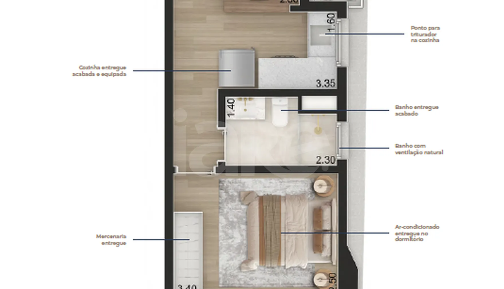 Planta — Apartamento 45,12 m²
