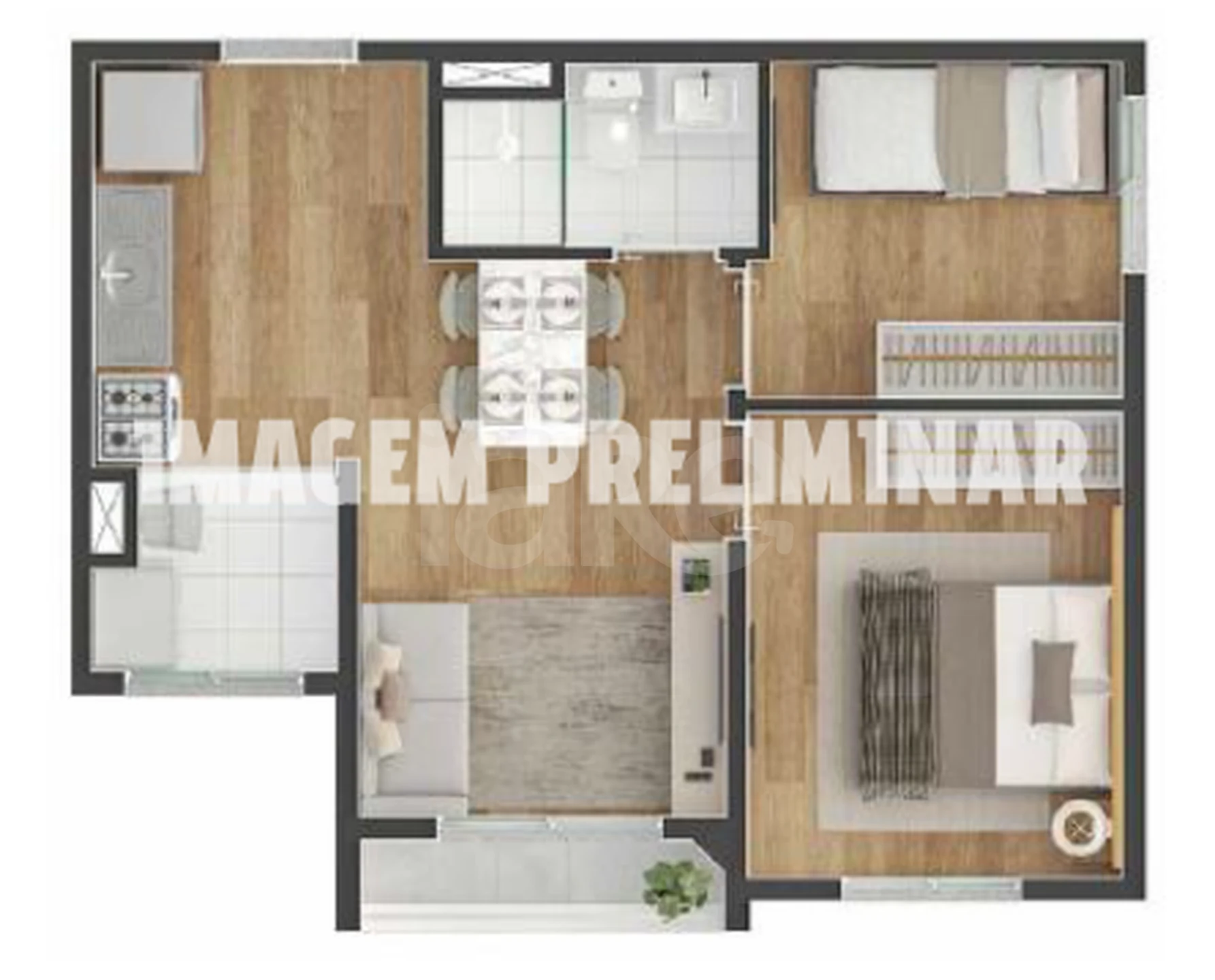 Planta — Apartamento 37,19 m²