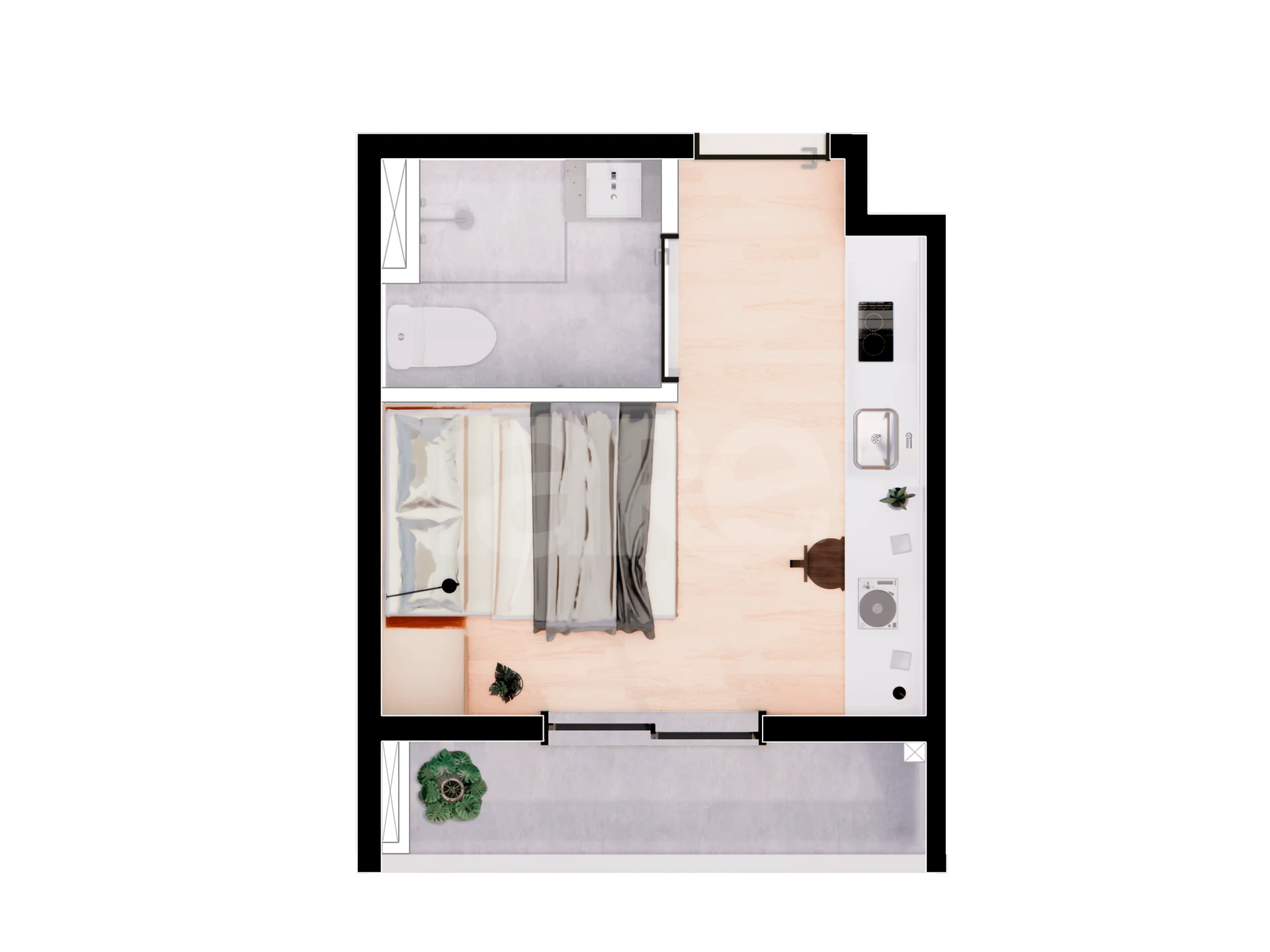 Planta — Studio 17,08 m²