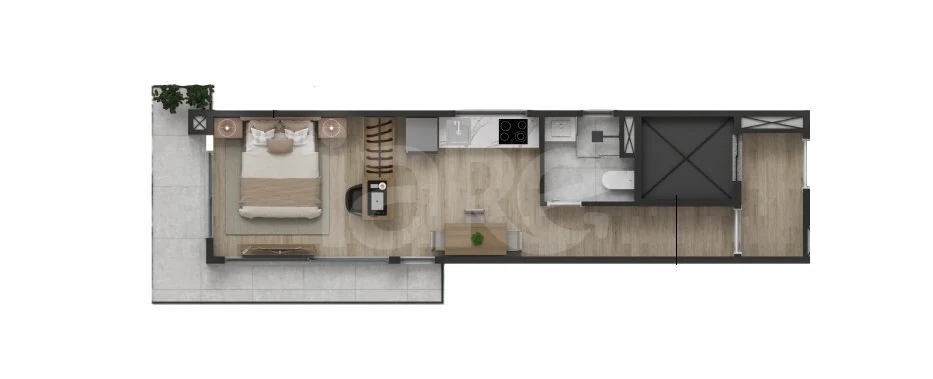 Planta — Studio 39,1 m²