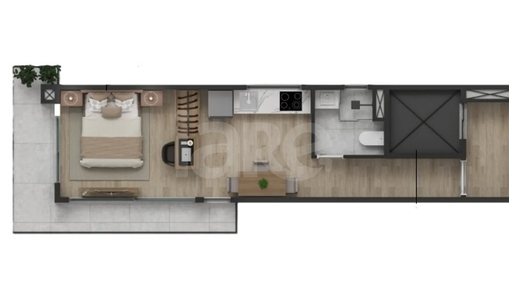 Planta — Studio 39,1 m²