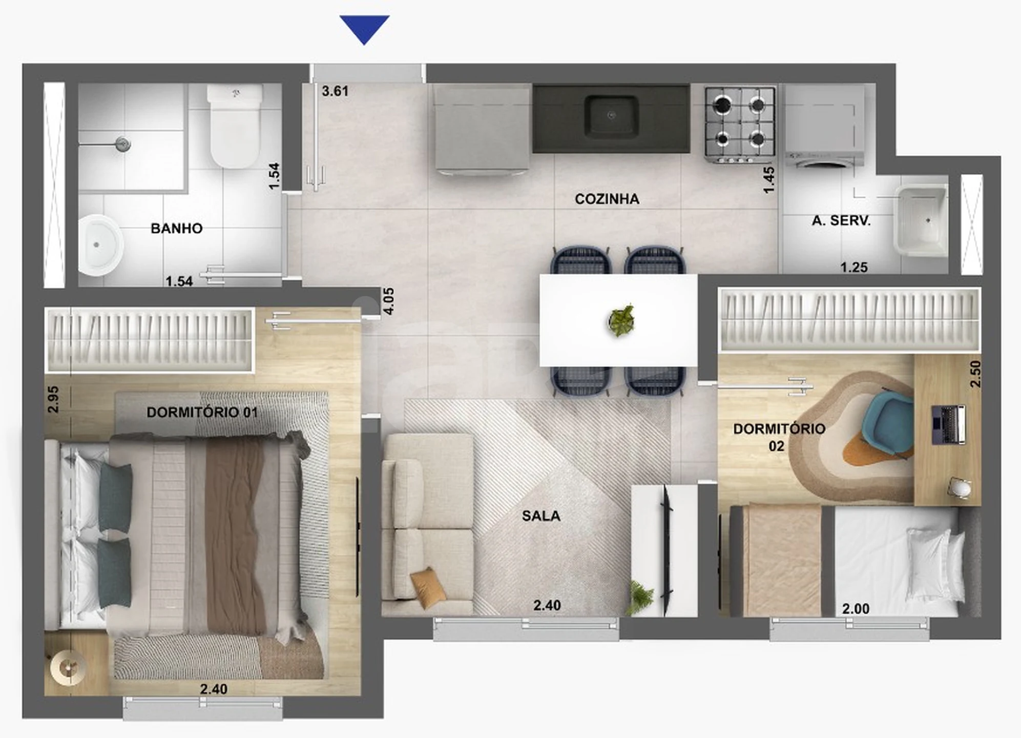 Planta — Apartamento 32 m²