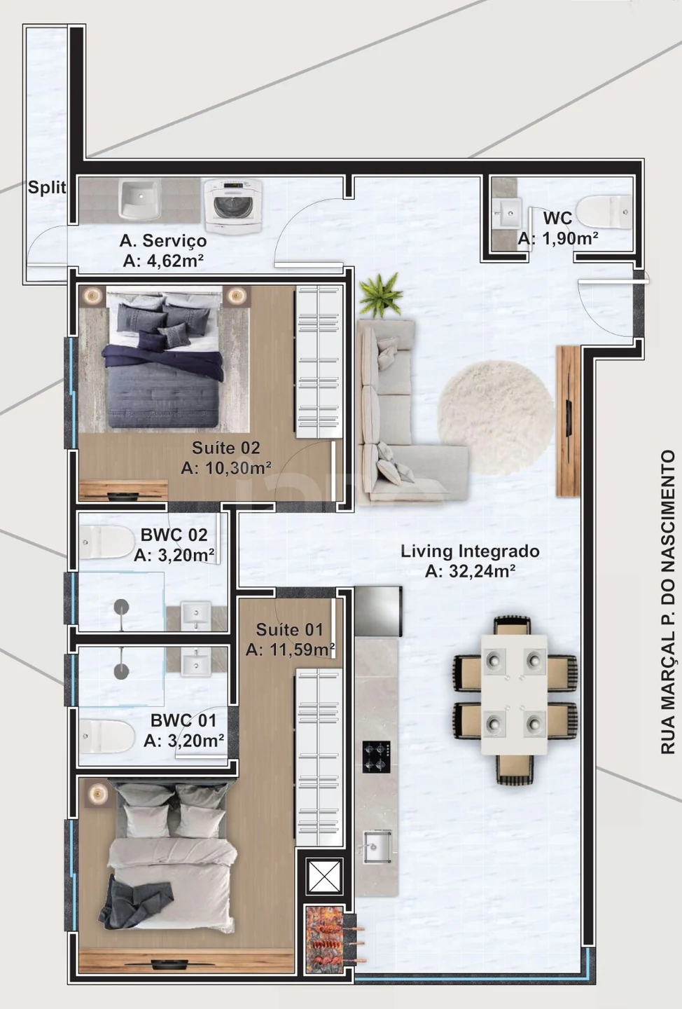 Planta — Apartamento 81,55 m²
