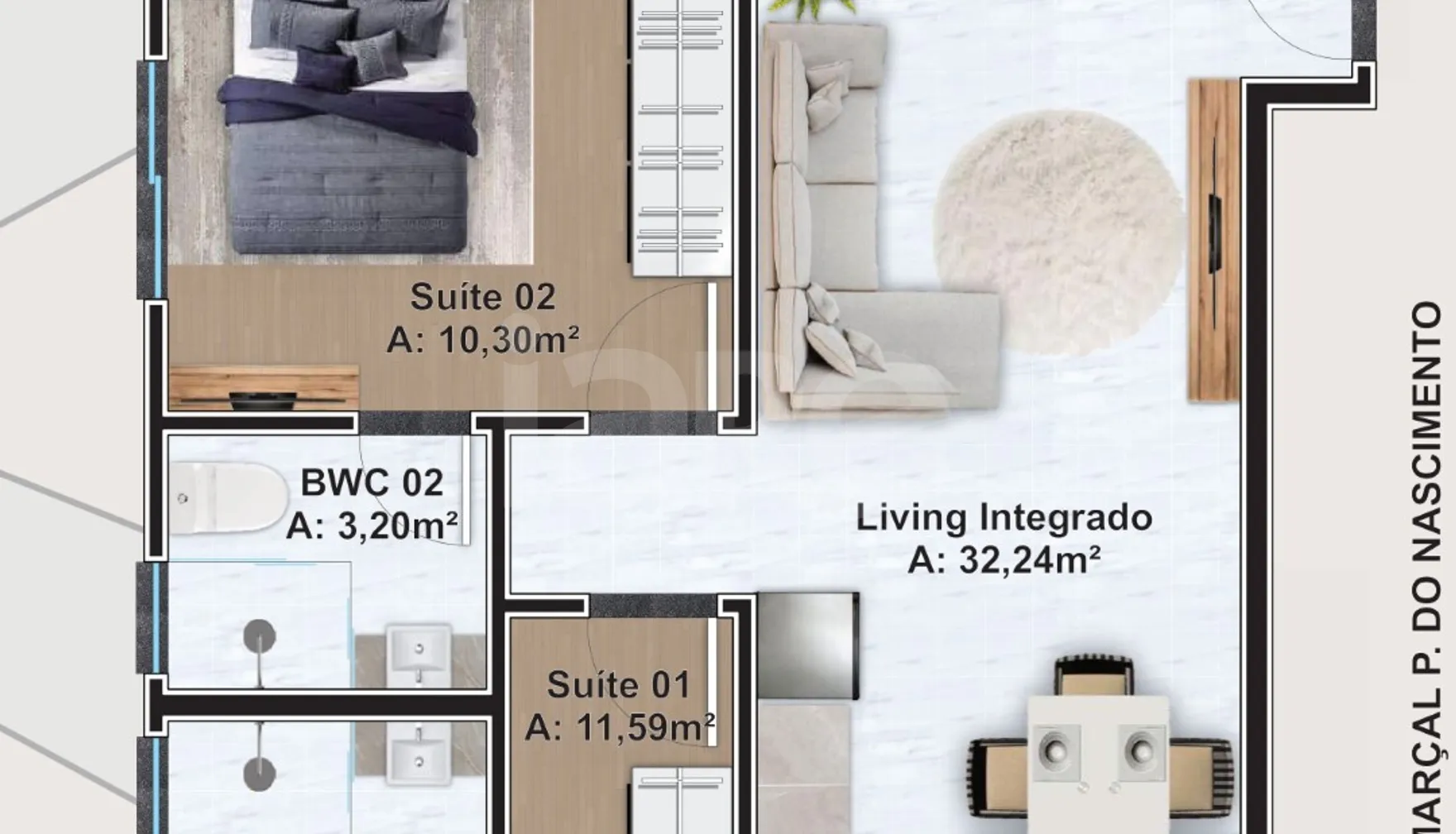 Planta — Apartamento 81,55 m²