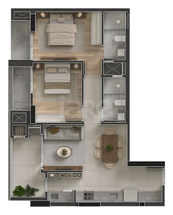 Planta — Apartamento 76,58 m²