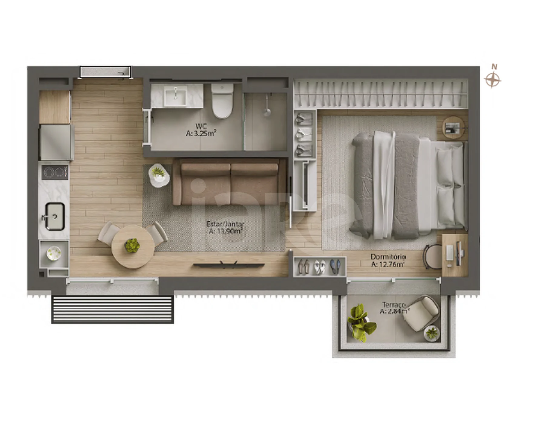 Planta — Apartamento 39,63 m²
