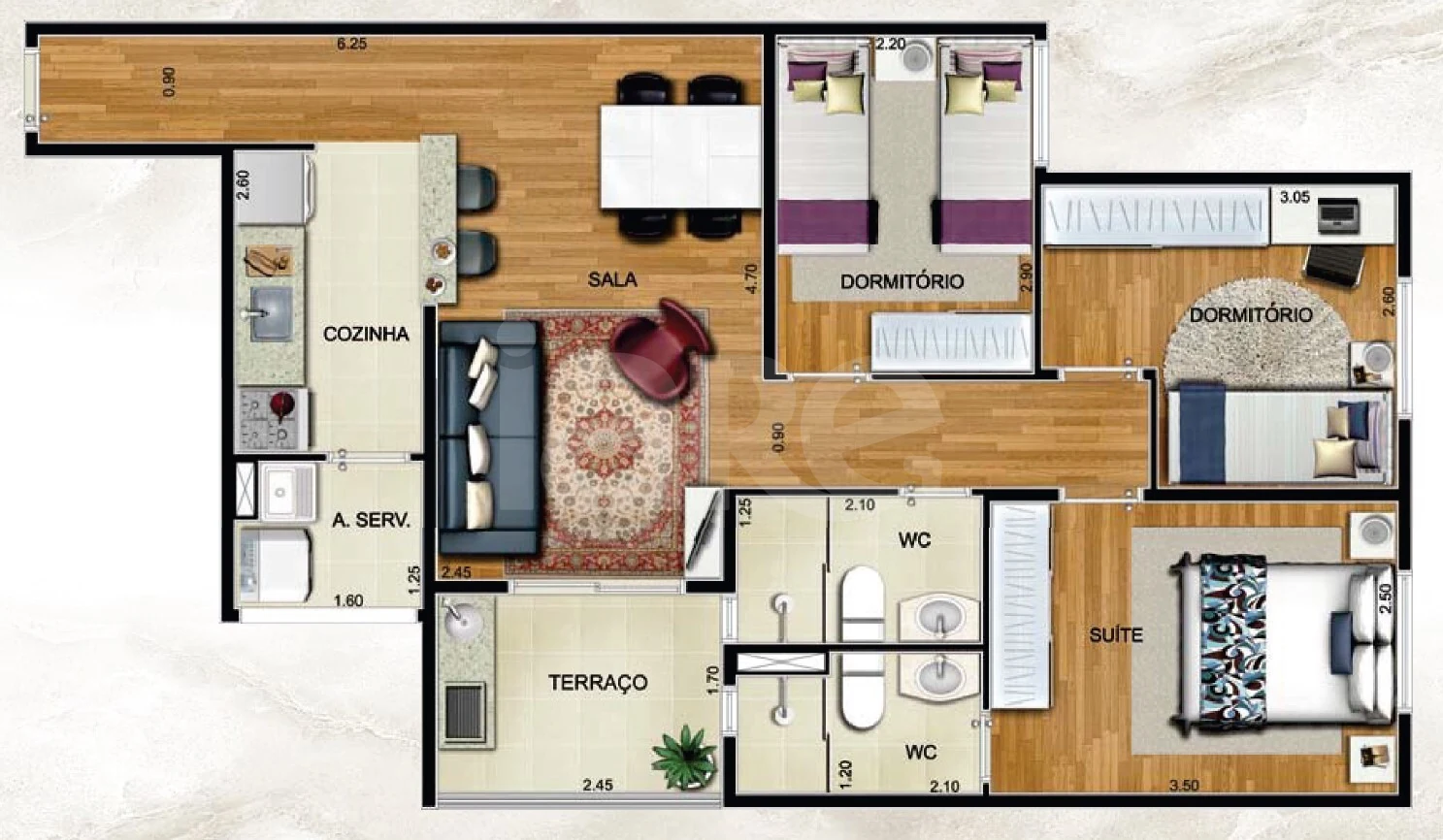 Planta — Garden 71,38 m²